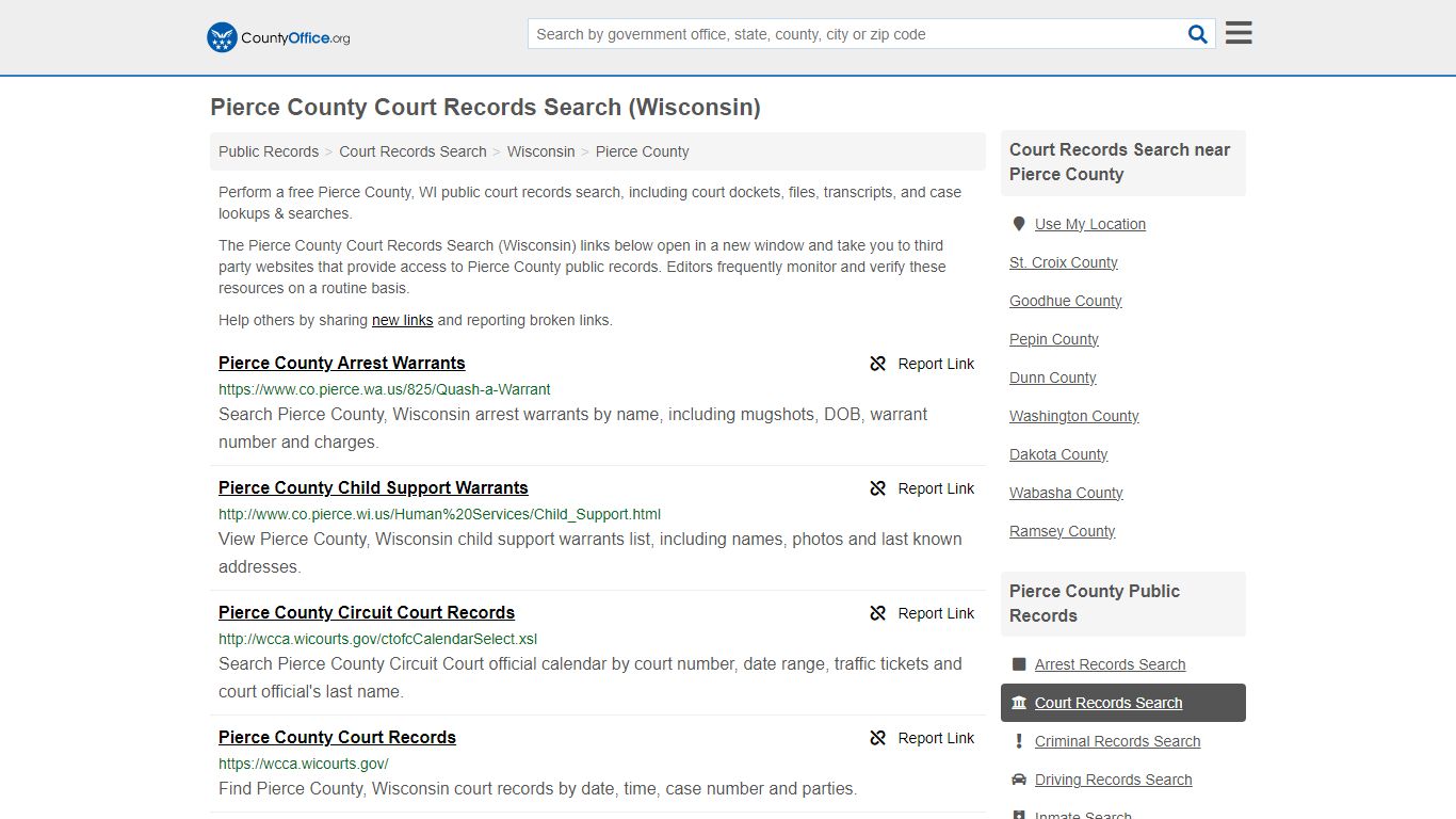 Pierce County Court Records Search (Wisconsin) - County Office