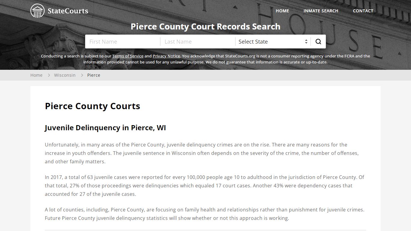 Pierce County, WI Courts - Records & Cases - StateCourts